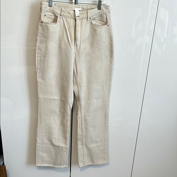 H&M Ecru Cream High Rise Denim Jeans Classic Style, Size 10 - Picture 3 of 13